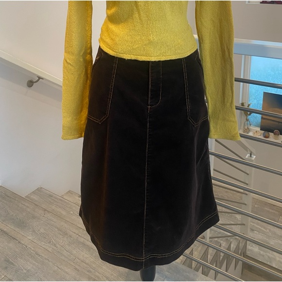 Y2K Corduroy Skirt Vintage Chocolate Brown EDDIE BAUER A-Line Mid Length Size 10 - Picture 8 of 8
